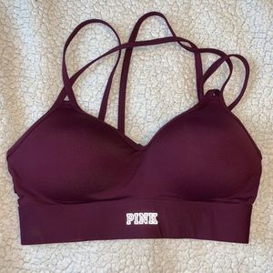 Maroon Victoria secret workout push up bra
